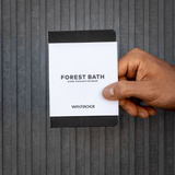 Wayfinder LET'S GO "FOREST BATH" B7 passport size notebook handheld view with packaging sleeve